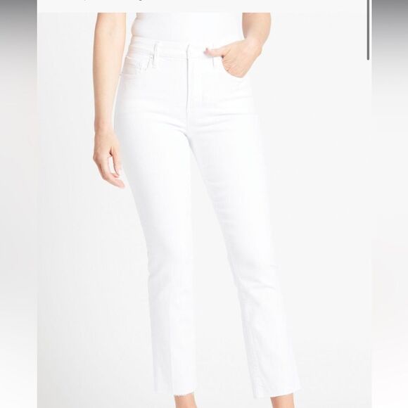 Good American White Good Straight Raw Hem Jeans  Size 18 Denim Spring Summer - Picture 1 of 7